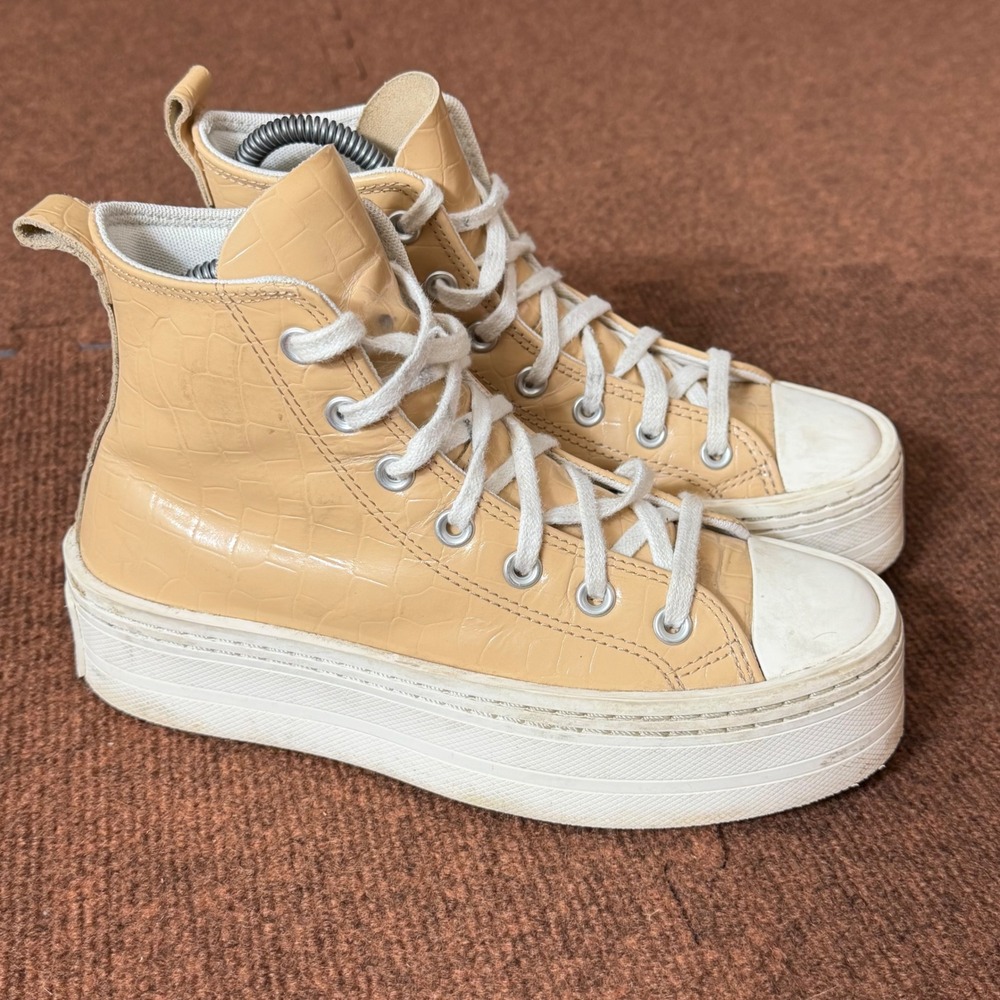 Converse Chuck Taylor All Star Extra High Platform Tan Croc Leather A07658C 7W